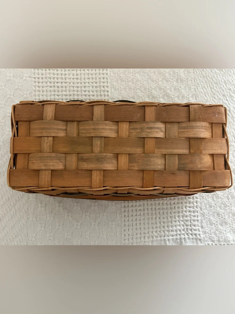 Handwoven Wood Basket with Green and Red Accents - Classic Home Accents